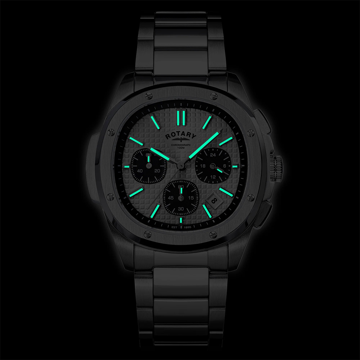 Rotary Apex 100 Chronograph, White Dial with Stainless Steel Bracelet RGB10031/07