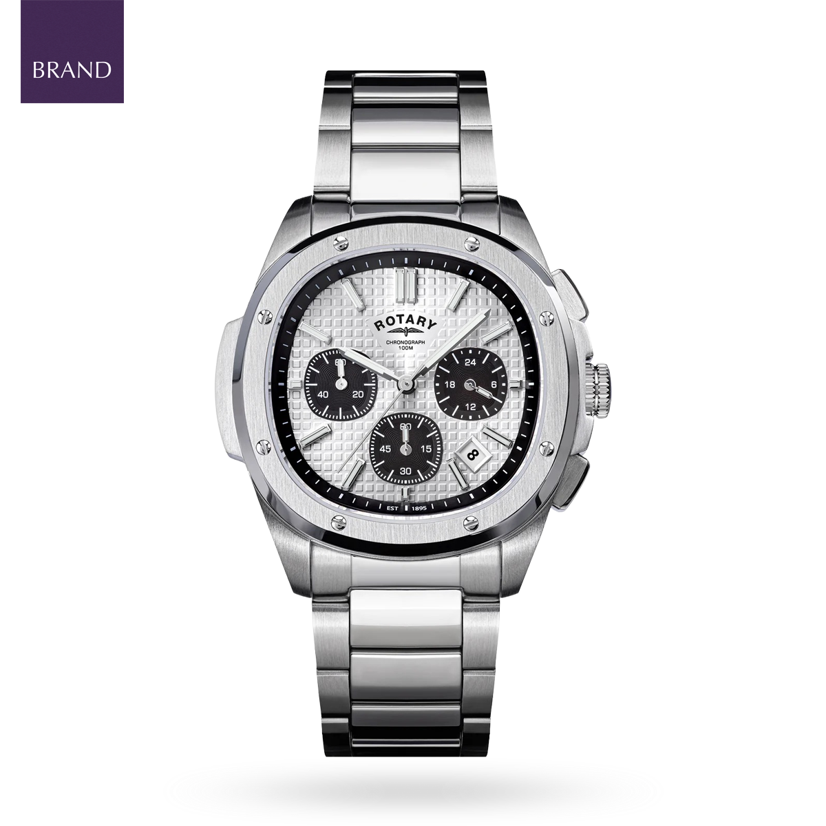 Rotary Apex 100 Chronograph, White Dial with Stainless Steel Bracelet RGB10031/07