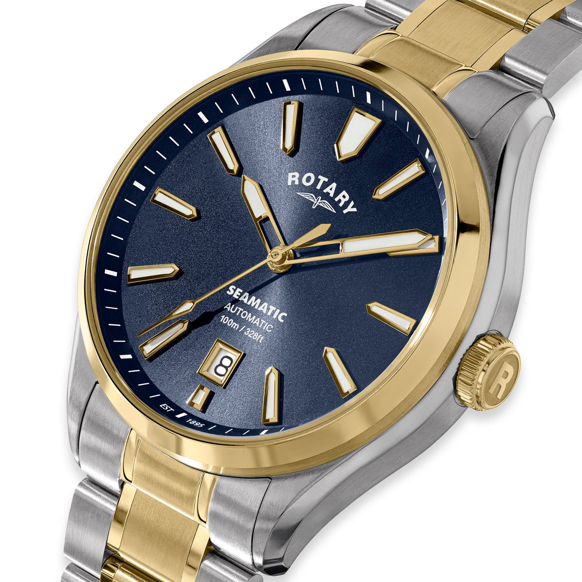 Rotary Seamatic 100 Automatic 2-Tone Watch, Blue Dial with Stainless Steel Bracelet RGB10034/05