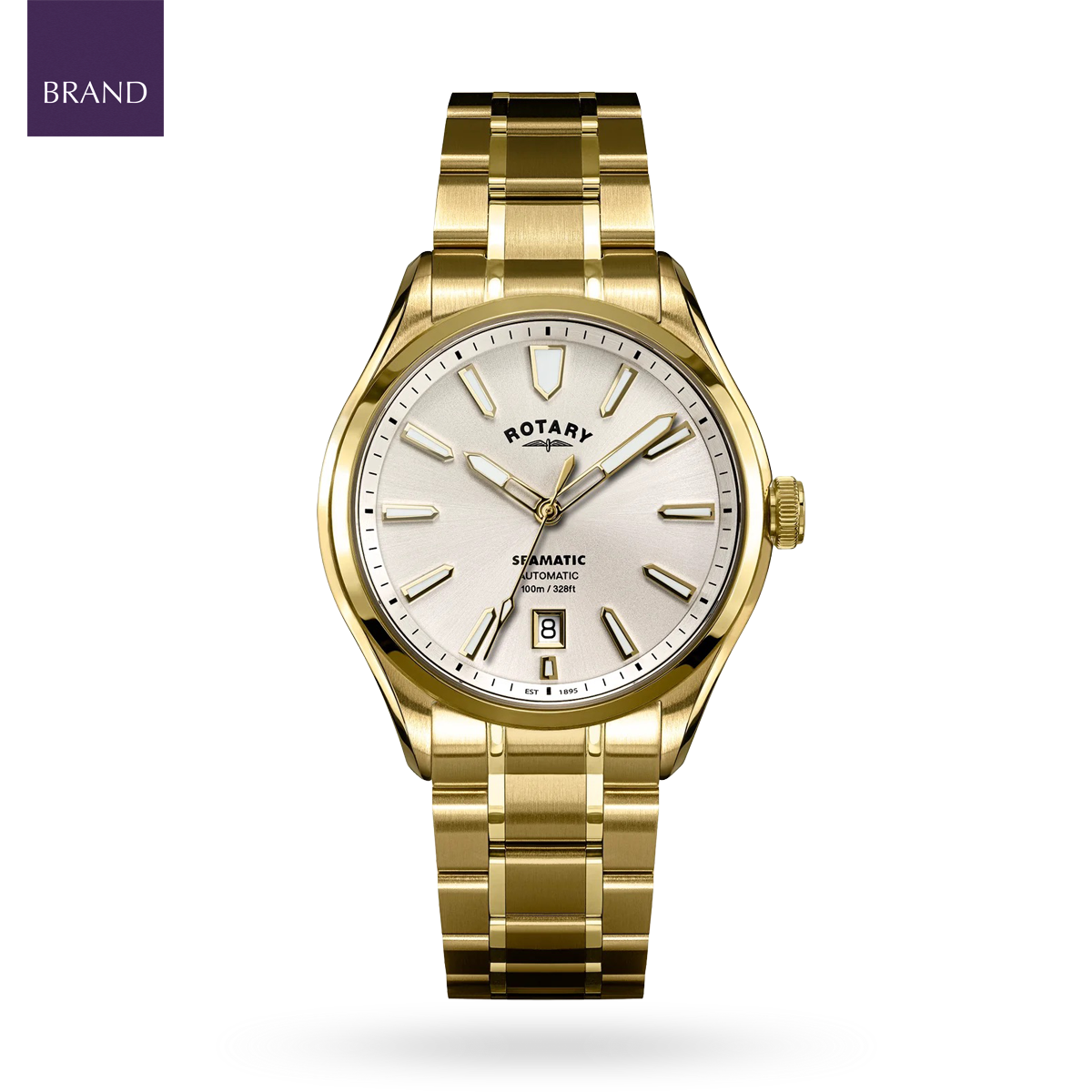 Rotary Seamatic 100 Automatic, White Dial with Gold Plated Bracelet RGB10036/06