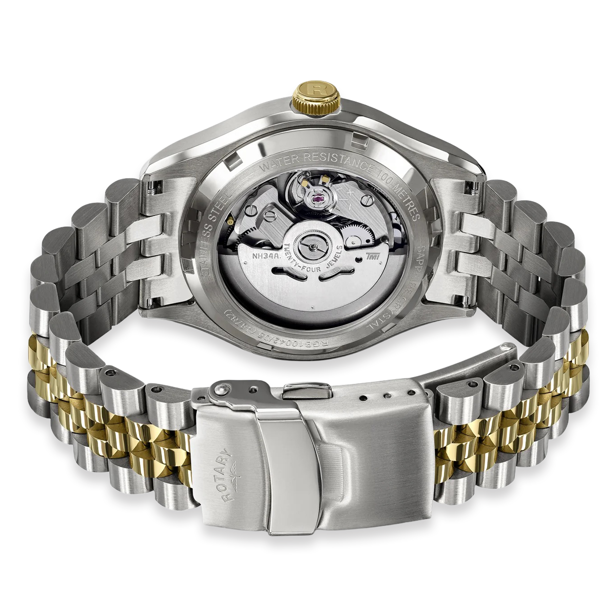 Rotary Seamatic 100 GMT Automatic 2-Tone Watch, Blue Dial with Stainless Steel Bracelet - RGB10042/05