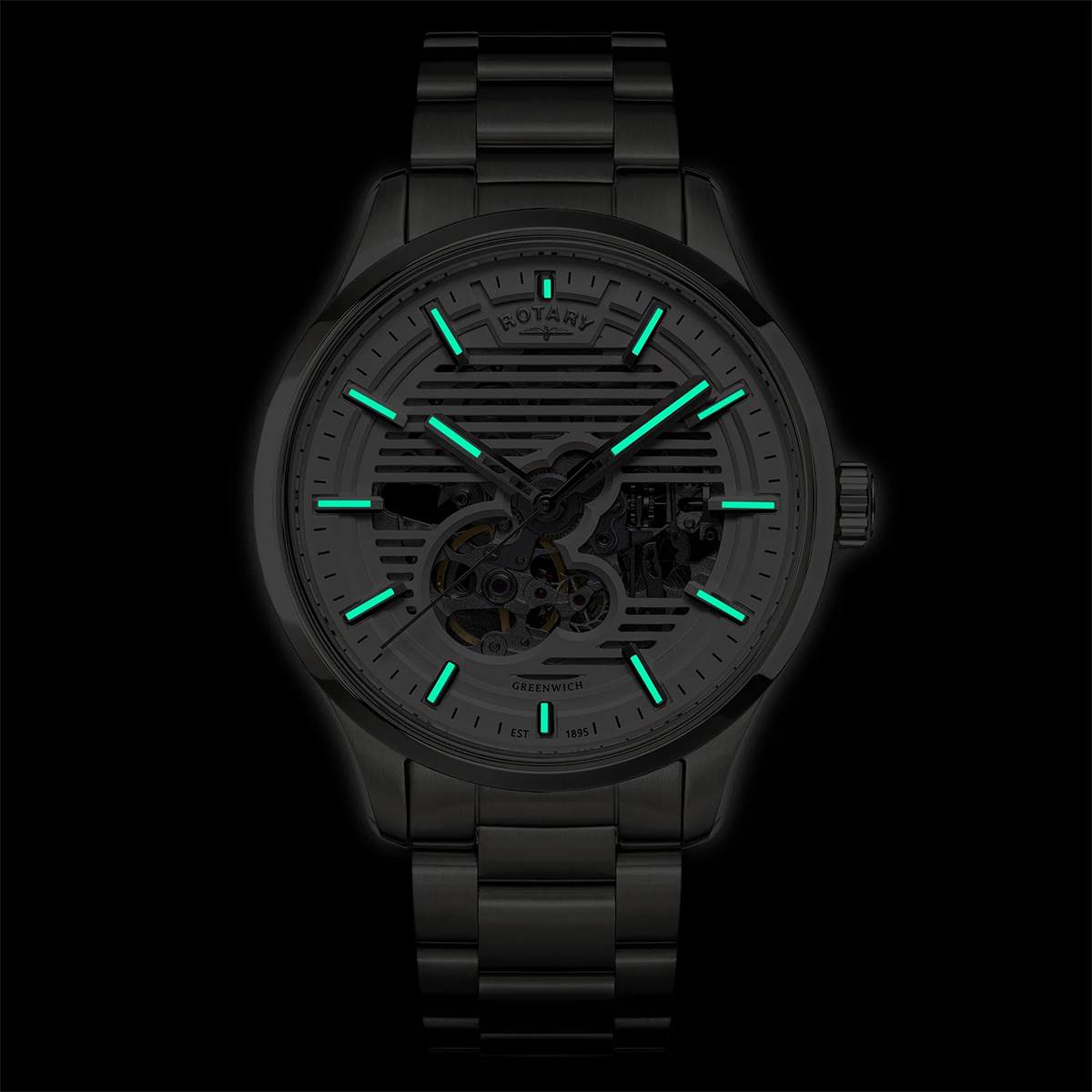 Rotary Greenwich GT1 Automatic, Silver Dial with Stainless Steel Bracelet - RGB10073/01