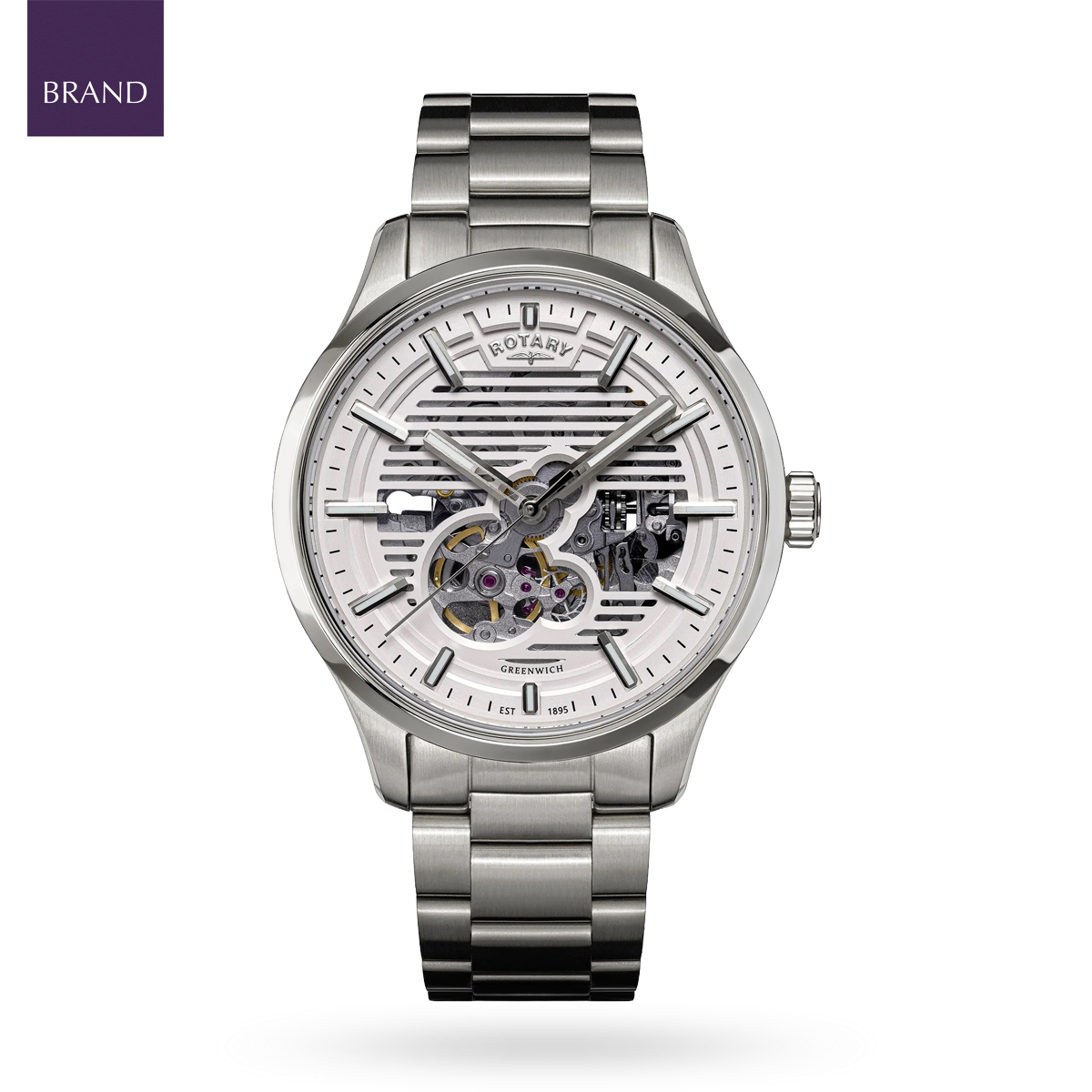 Rotary Greenwich GT1 Automatic, Silver Dial with Stainless Steel Bracelet - RGB10073/01