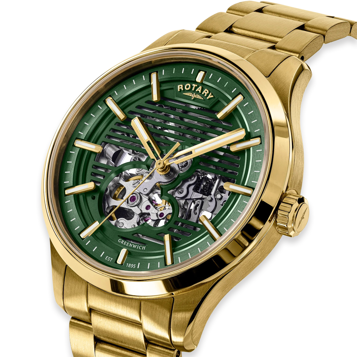 Rotary Rotary Greenwich GT1 Automatic, Green Dial with Gold Plated Bracelet RGB10074/24