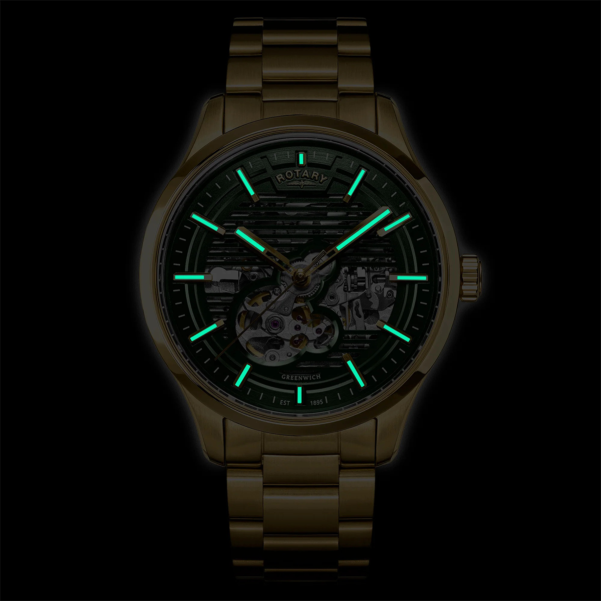 Rotary Rotary Greenwich GT1 Automatic, Green Dial with Gold Plated Bracelet RGB10074/24