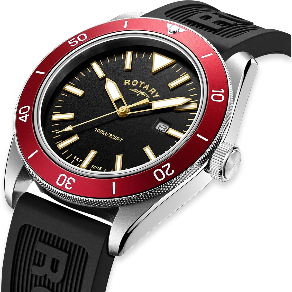 Rotary Apex 100, Red Bezel with Black Silicone Strap RGS10007/98