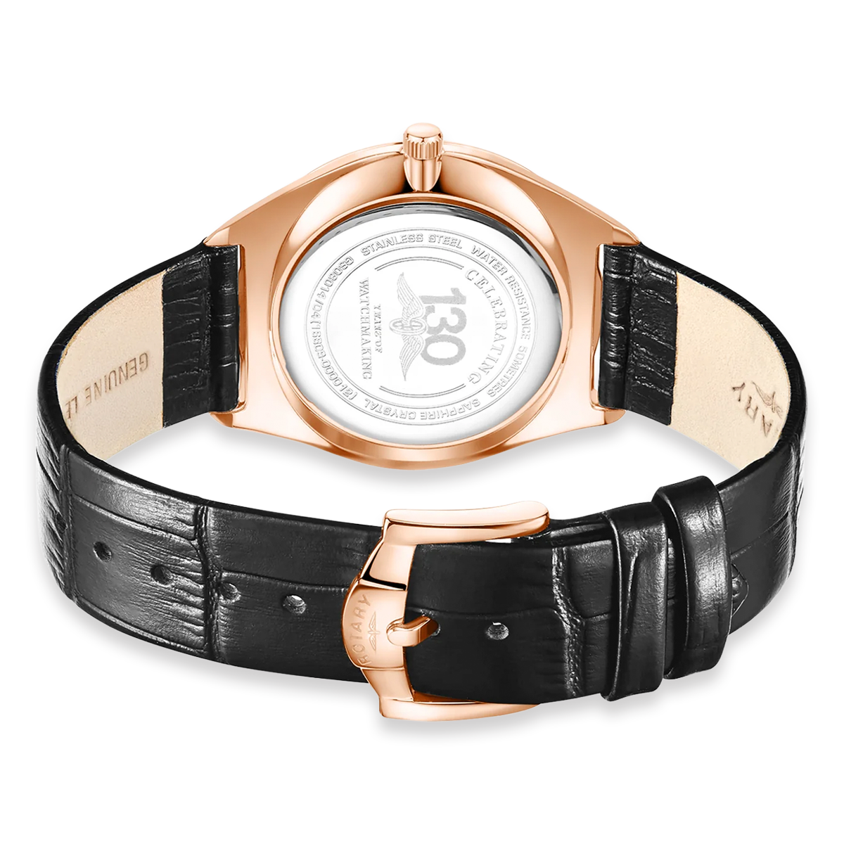Rotary Ultra Slim Watch, Black Dial with Black Leather Strap RGS10012/04