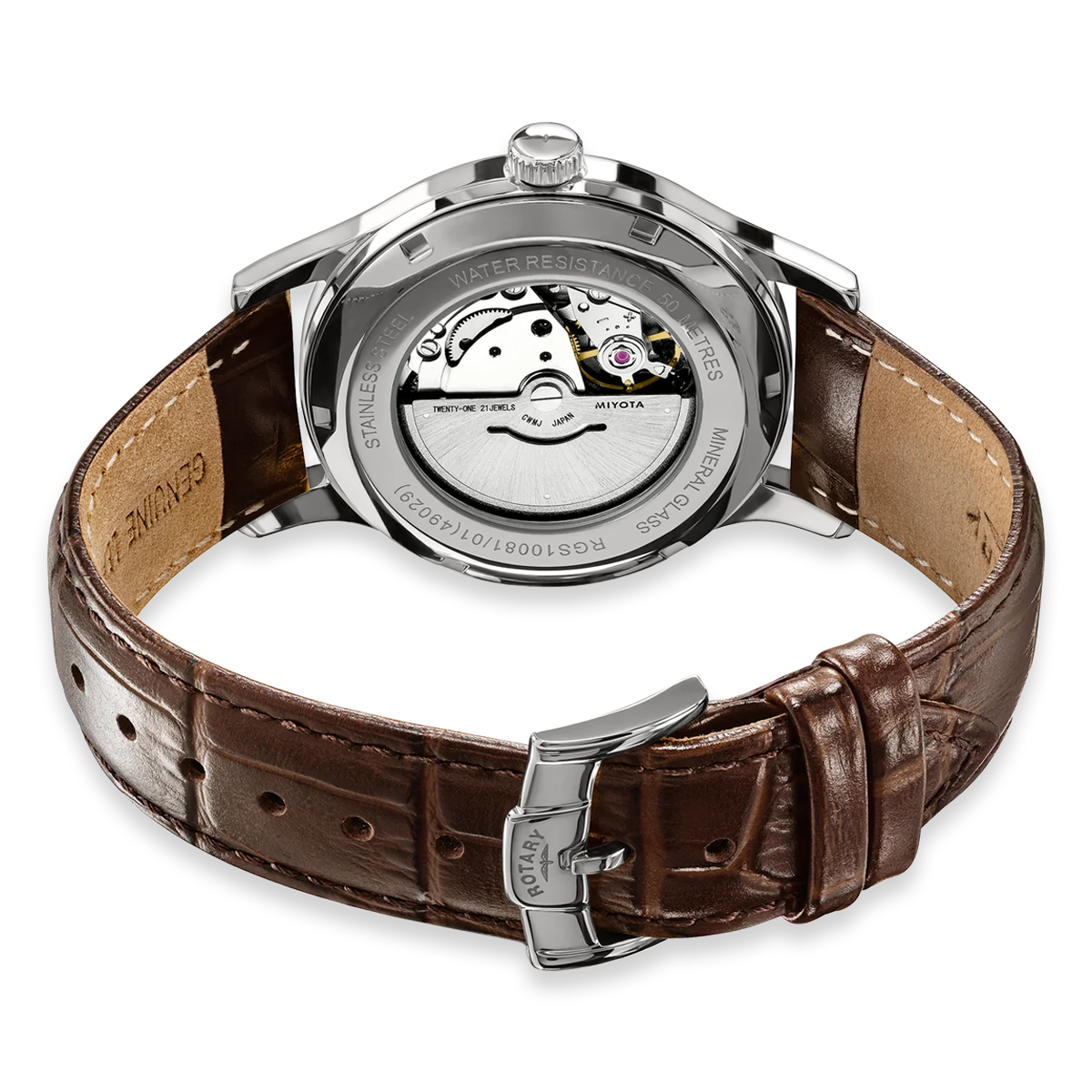 Rotary 1895 Automatic, White Dial with Brown Leather Strap RGS10081/01