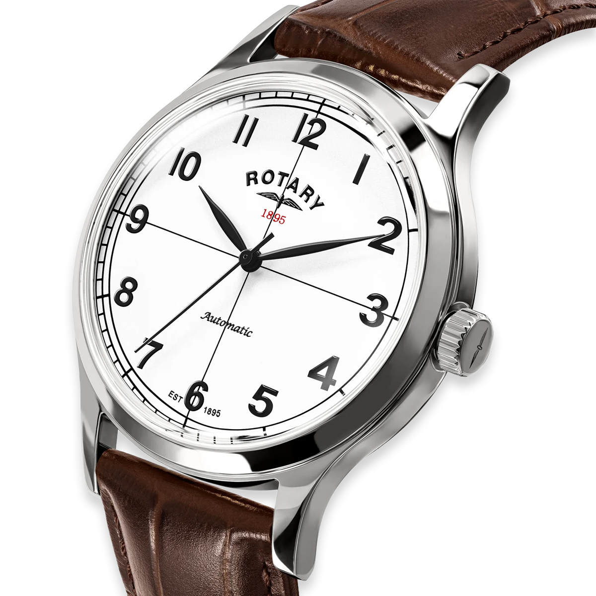 Rotary 1895 Automatic, White Dial with Brown Leather Strap RGS10081/01
