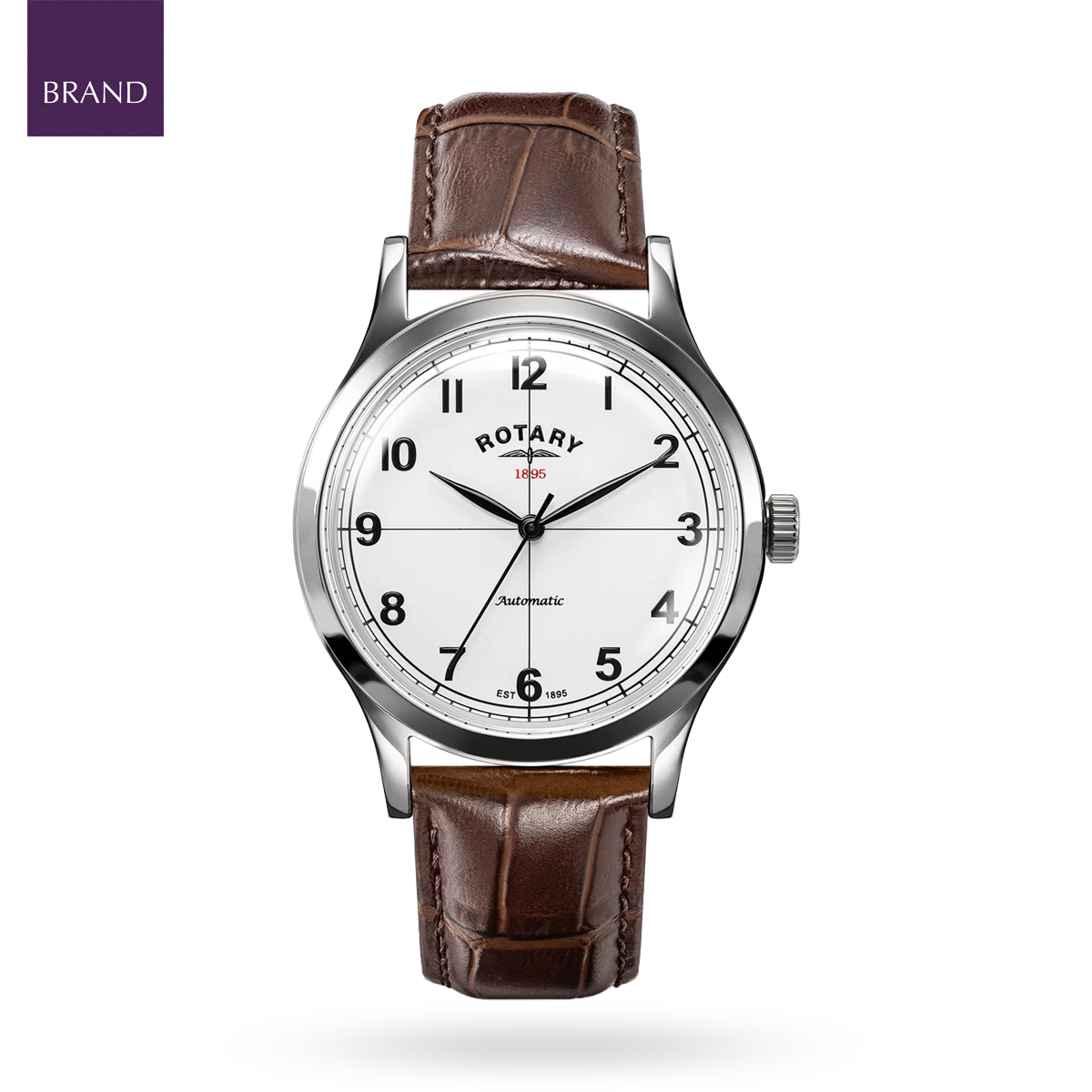 Rotary 1895 Automatic, White Dial with Brown Leather Strap RGS10081/01