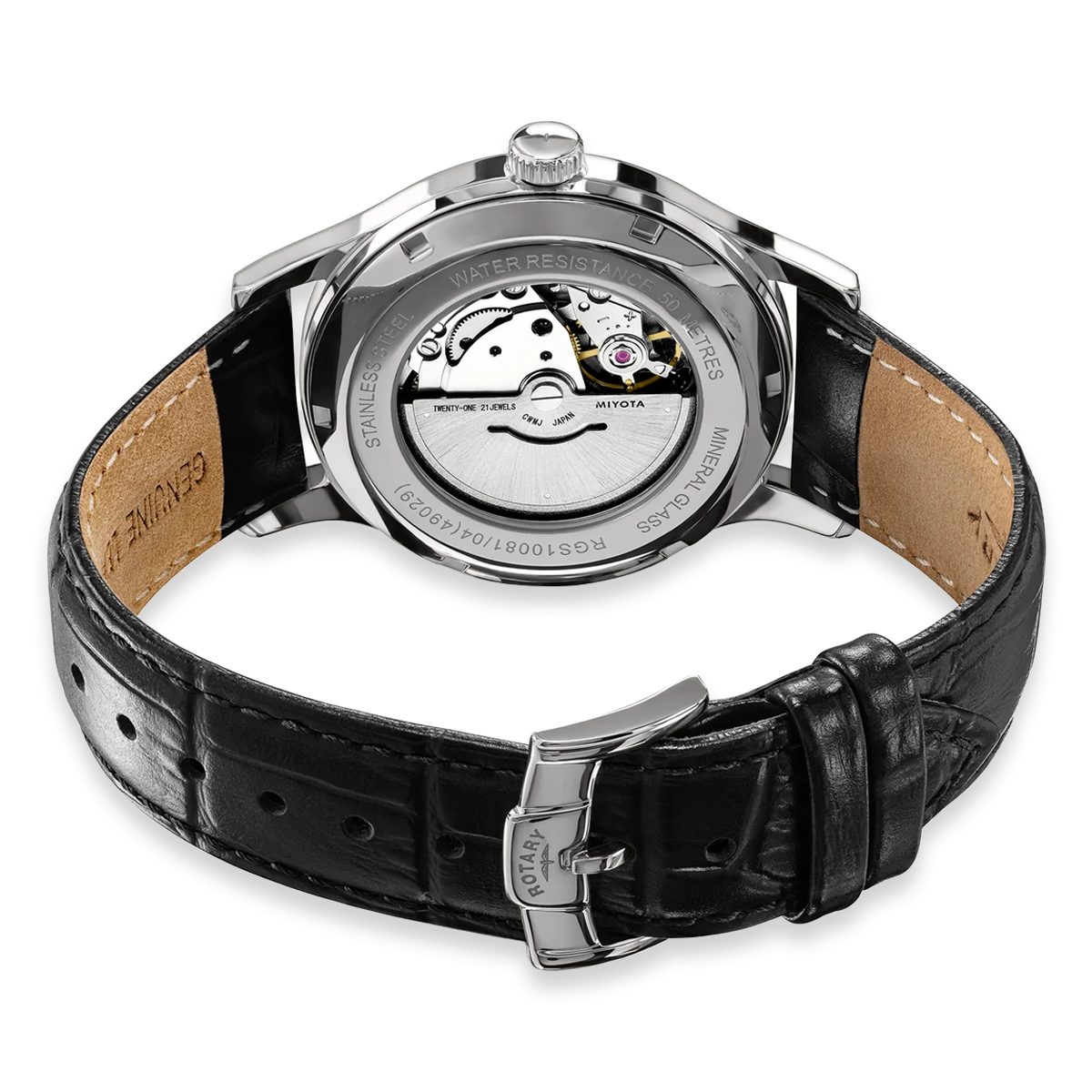 Rotary 1895 Automatic, Black Dial with Black Leather Strap RGS10081/04