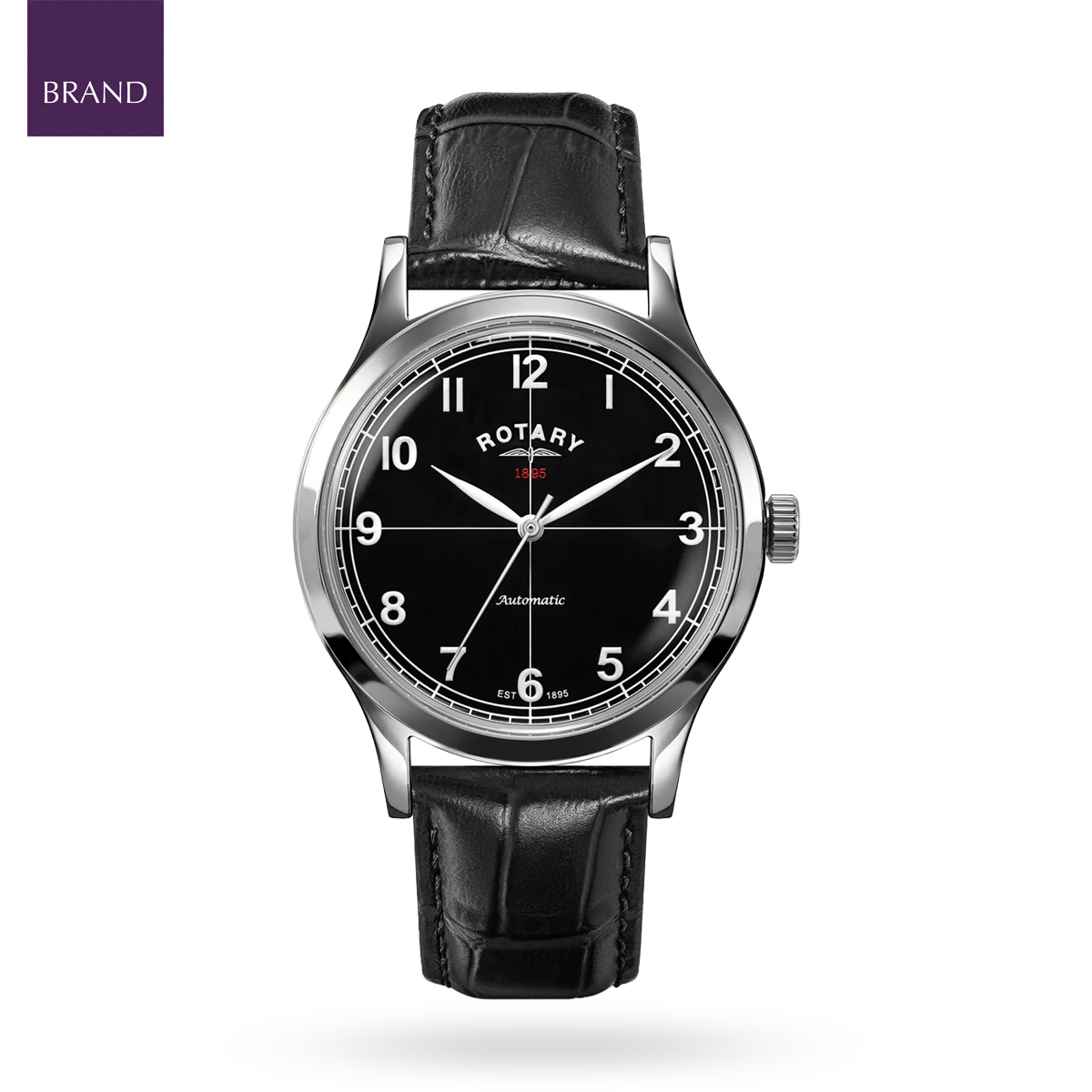 Rotary 1895 Automatic, Black Dial with Black Leather Strap RGS10081/04