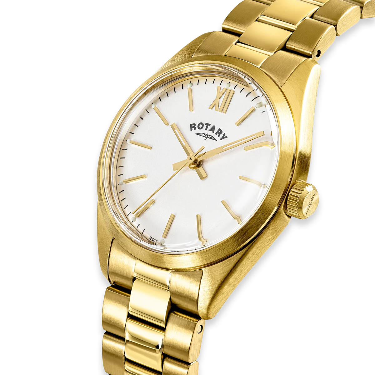 Rotary Heritage Ladies 32mm, White Dial with Gold Plated Bracelet RLB10006/01