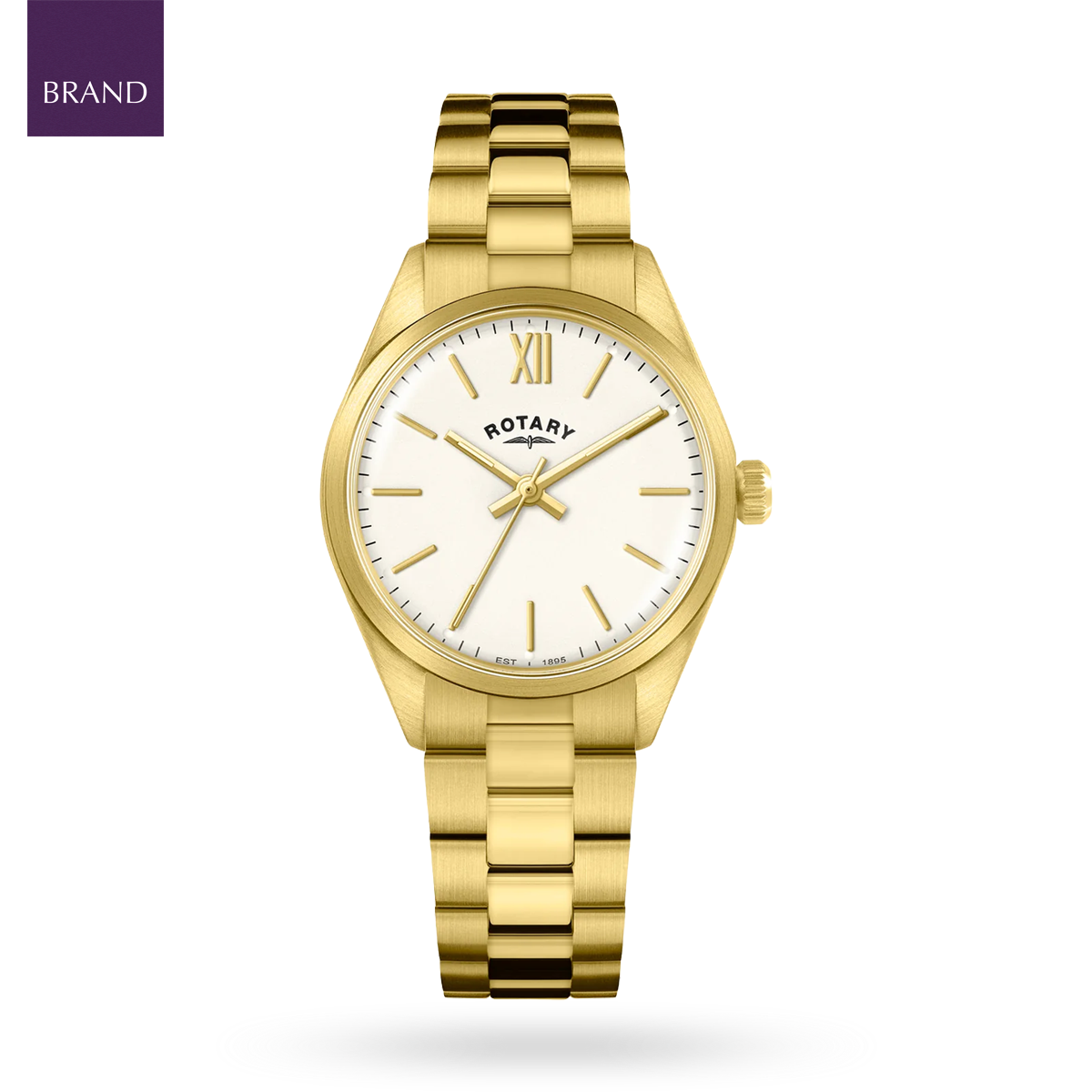 Rotary Heritage Ladies 32mm, White Dial with Gold Plated Bracelet RLB10006/01