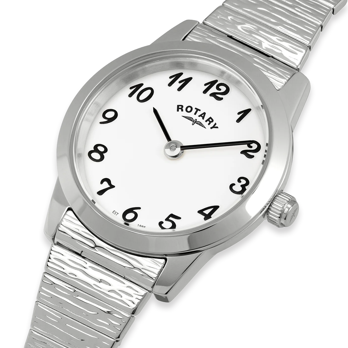 Rotary Heritage Altera, Round White Dial with Textured Stainless Steel Bracelet RLB10029/01