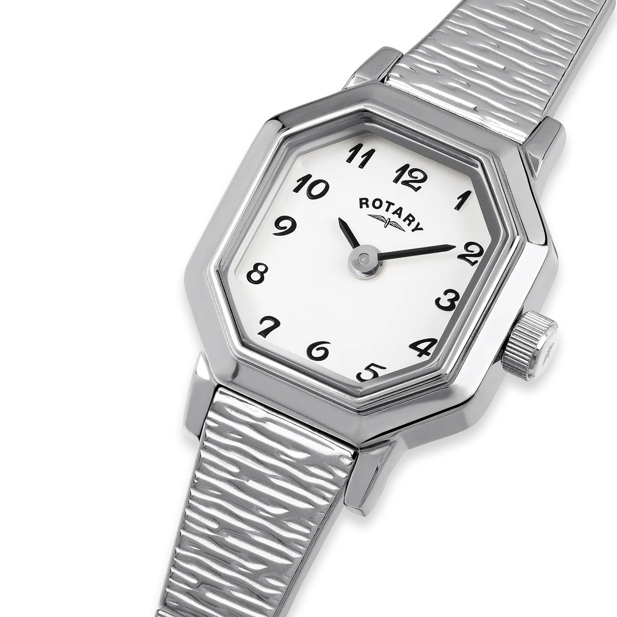 Rotary Heritage Altera Watch, Octagon Shaped White Dial with Stainless Steel Bracelet RLB10031/01