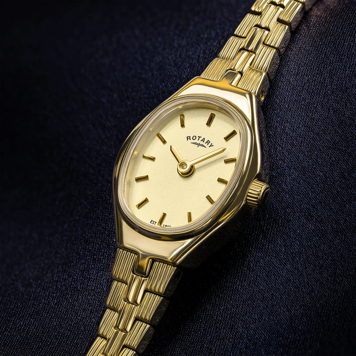 Rotary 1895, Champagne Oval Dial with Gold Plated Bracelet RLB10048/03