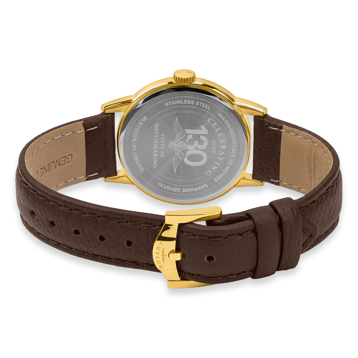 Rotary Heritage Ladies Gold Plated, White Dial with Brown Leather Strap RLS10054-41