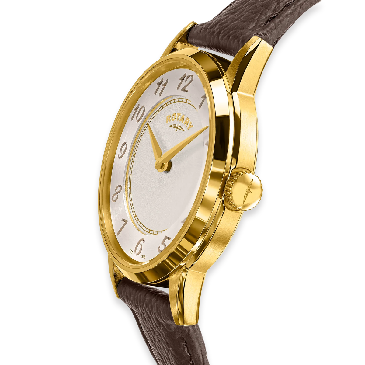 Rotary Heritage Ladies Gold Plated, White Dial with Brown Leather Strap RLS10054-41