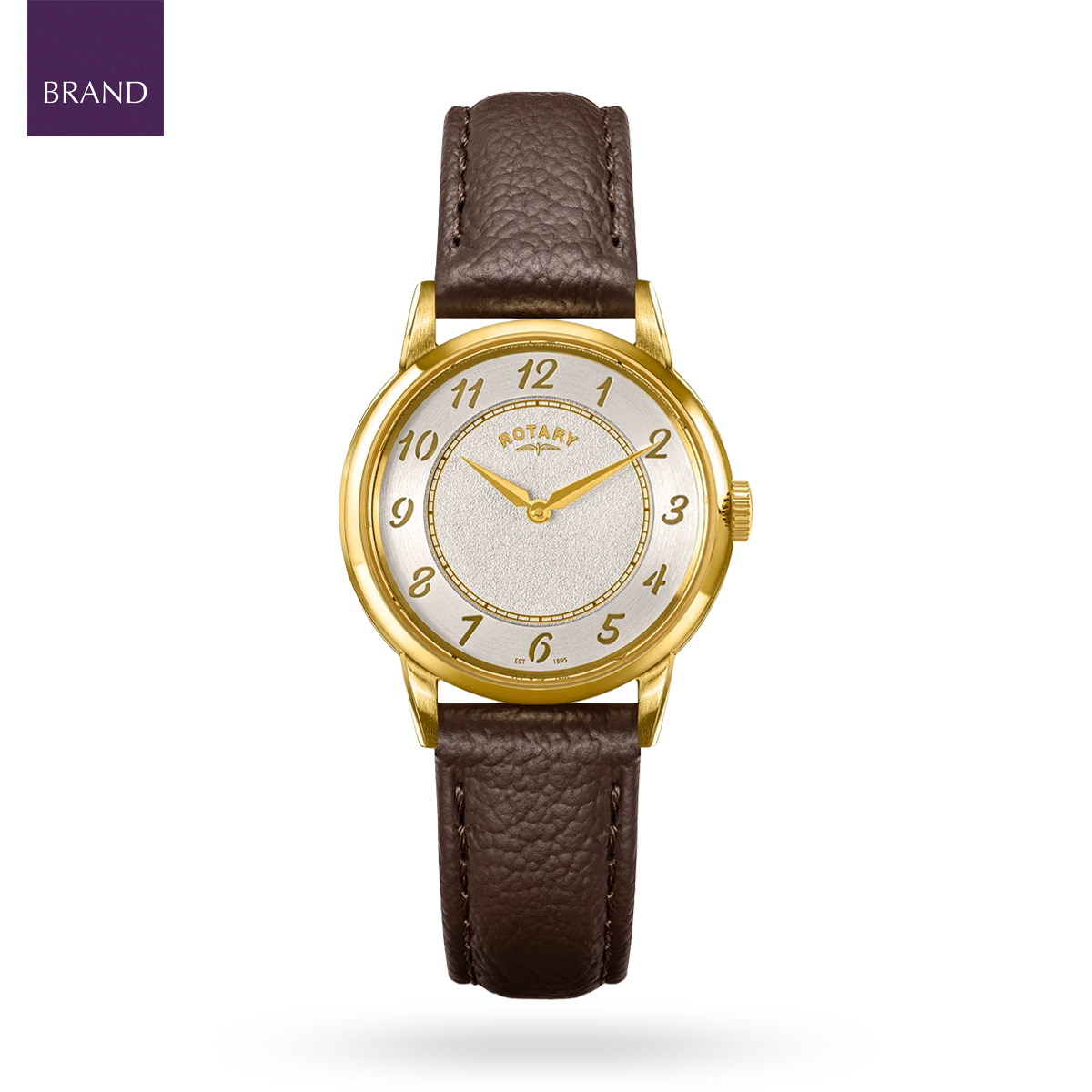 Rotary Heritage Ladies Gold Plated, White Dial with Brown Leather Strap RLS10054-41