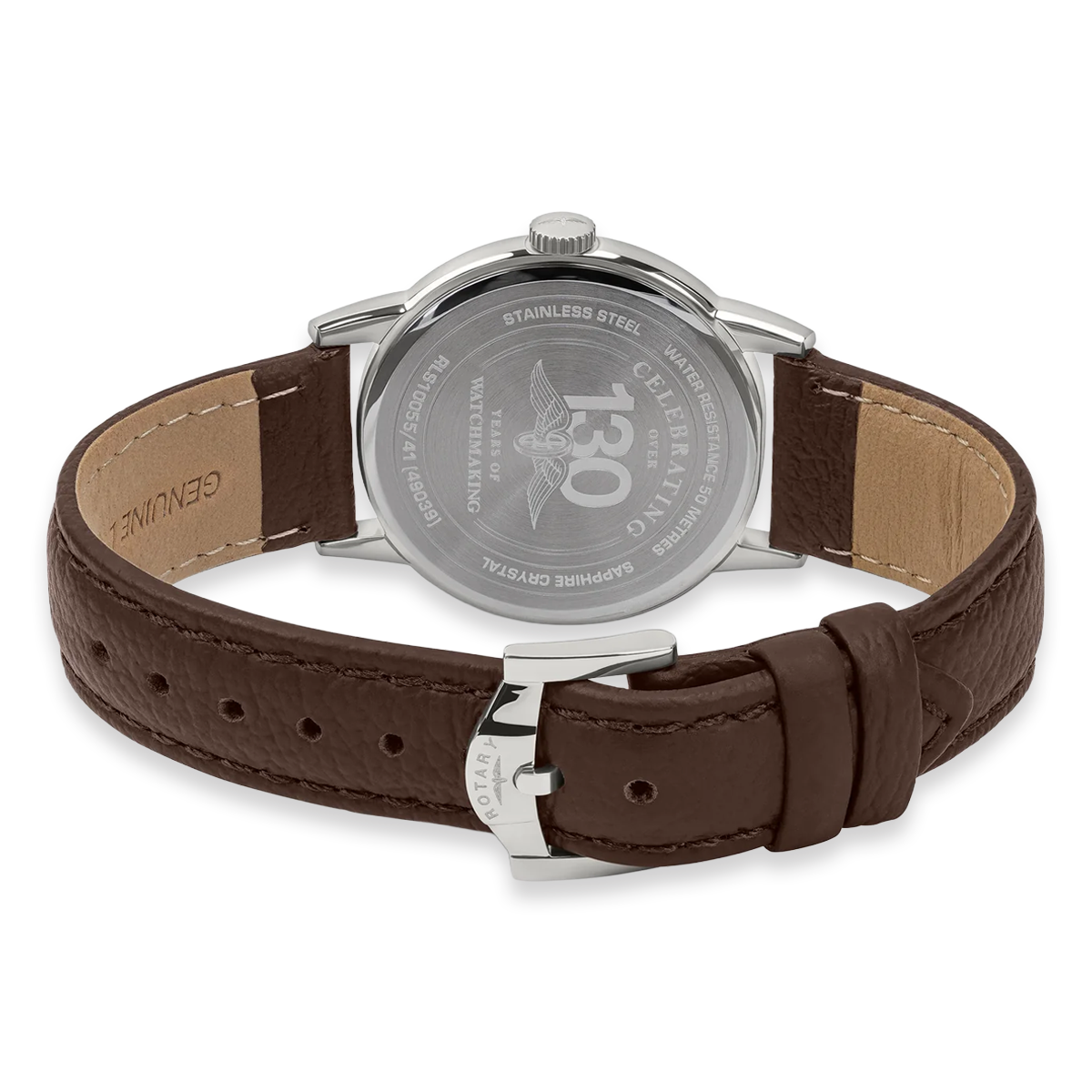 Rotary Heritage Ladies Stainless Steel, White Dial with Brown Leather Strap RLS10055/41