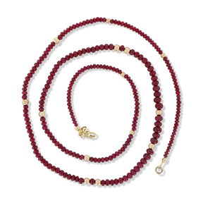 Ruby Graduated Bead Necklace with 9ct Yellow Gold Spacers & Clasp