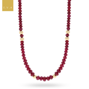 Ruby Graduated Bead Necklace with 9ct Yellow Gold Spacers & Clasp