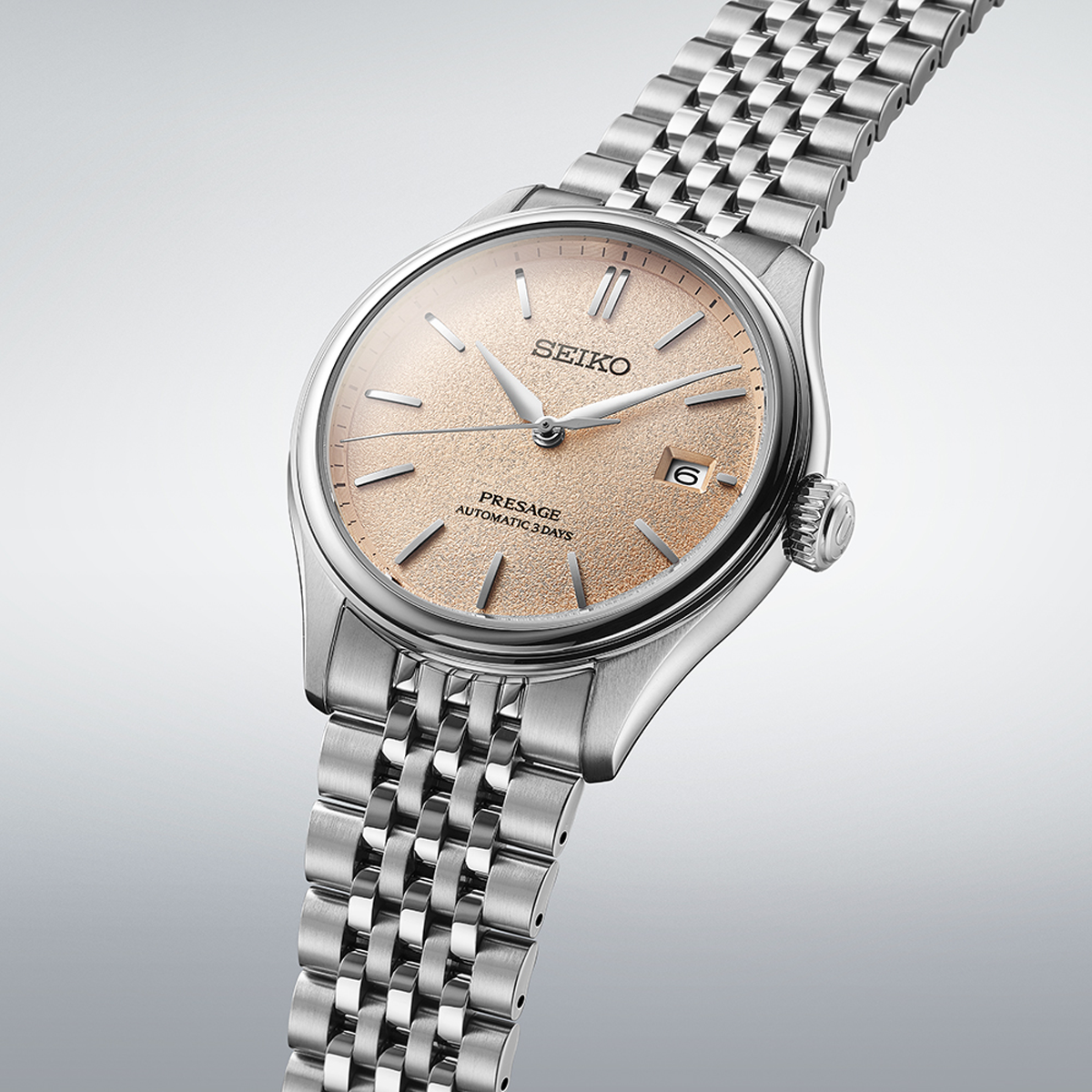 Seiko Presage Classic Series ‘Araigaki’, Peach Dial with Stainless Steel Bracelet - SPB467J1