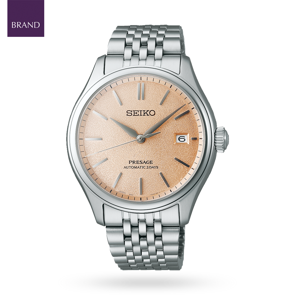 Seiko Presage Classic Series ‘Araigaki’, Peach Dial with Stainless Steel Bracelet - SPB467J1