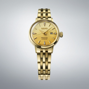 Seiko Presage Cocktail Time 'Eggnog' Diamond Set Dial With Gold Plated Bracelet - SRE018J1