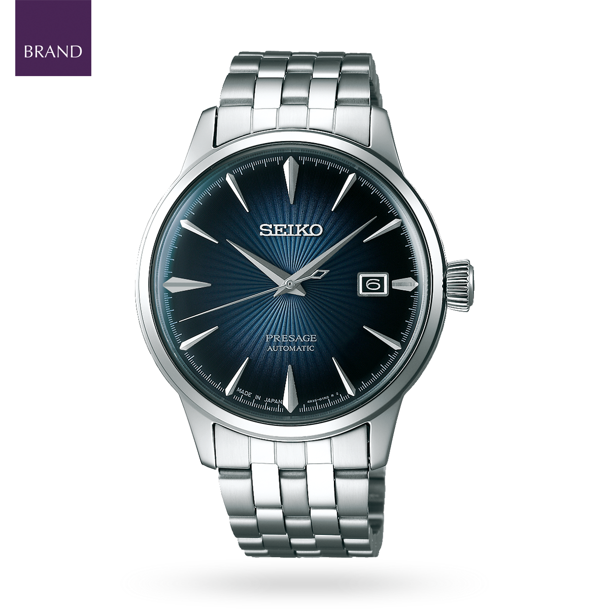 Seiko Presage Cocktail Time 'Blue Moon', Blue Dial with Stainless Steel Bracelet - SRPB41J1