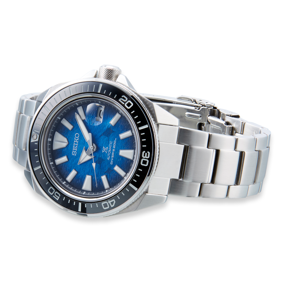 Seiko Prospex “Save The Ocean” Samurai Manta Ray, Black Bezel with Stainless Steel Bracelet - SRPE33K1