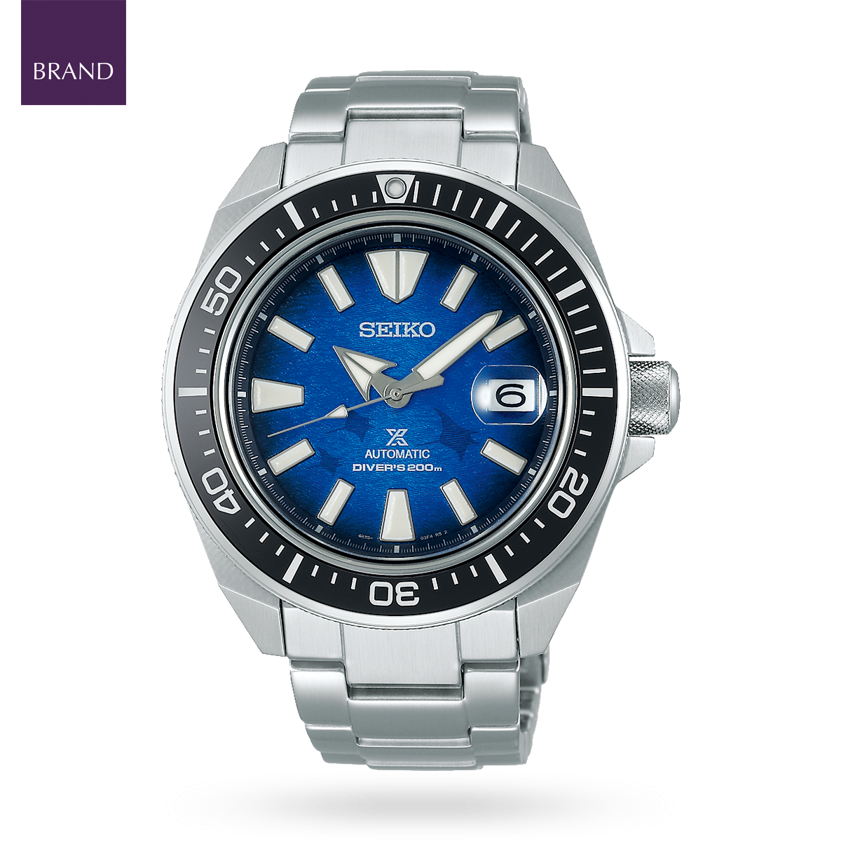Seiko Prospex “Save The Ocean” Samurai Manta Ray, Black Bezel with Stainless Steel Bracelet - SRPE33K1
