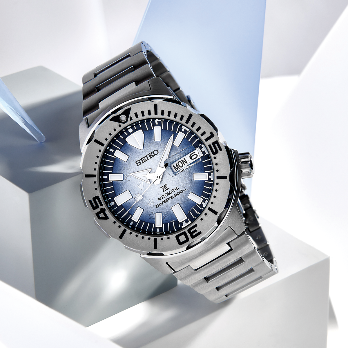 Seiko Prospex Antarctica “Save The Ocean” Monster, Blue Dial with Stainless Steel Bracelet - SRPG57K1