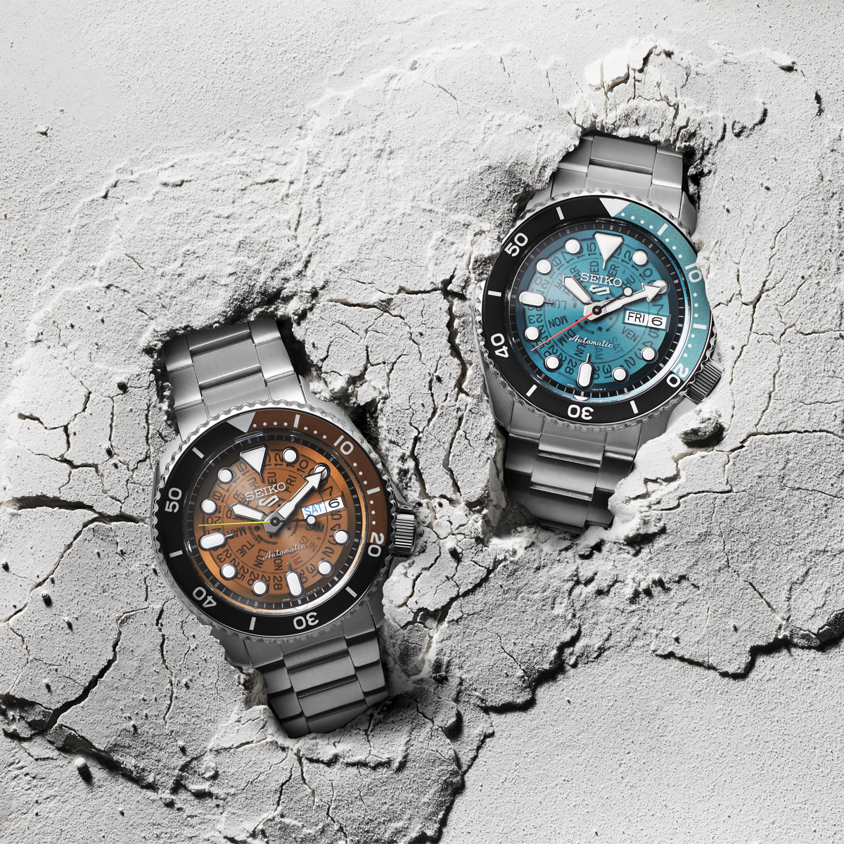 Seiko 5 Sports SKX 'Skeleton Style', Blue Dial with Stainless Steel Bracelet - SRPJ45K1