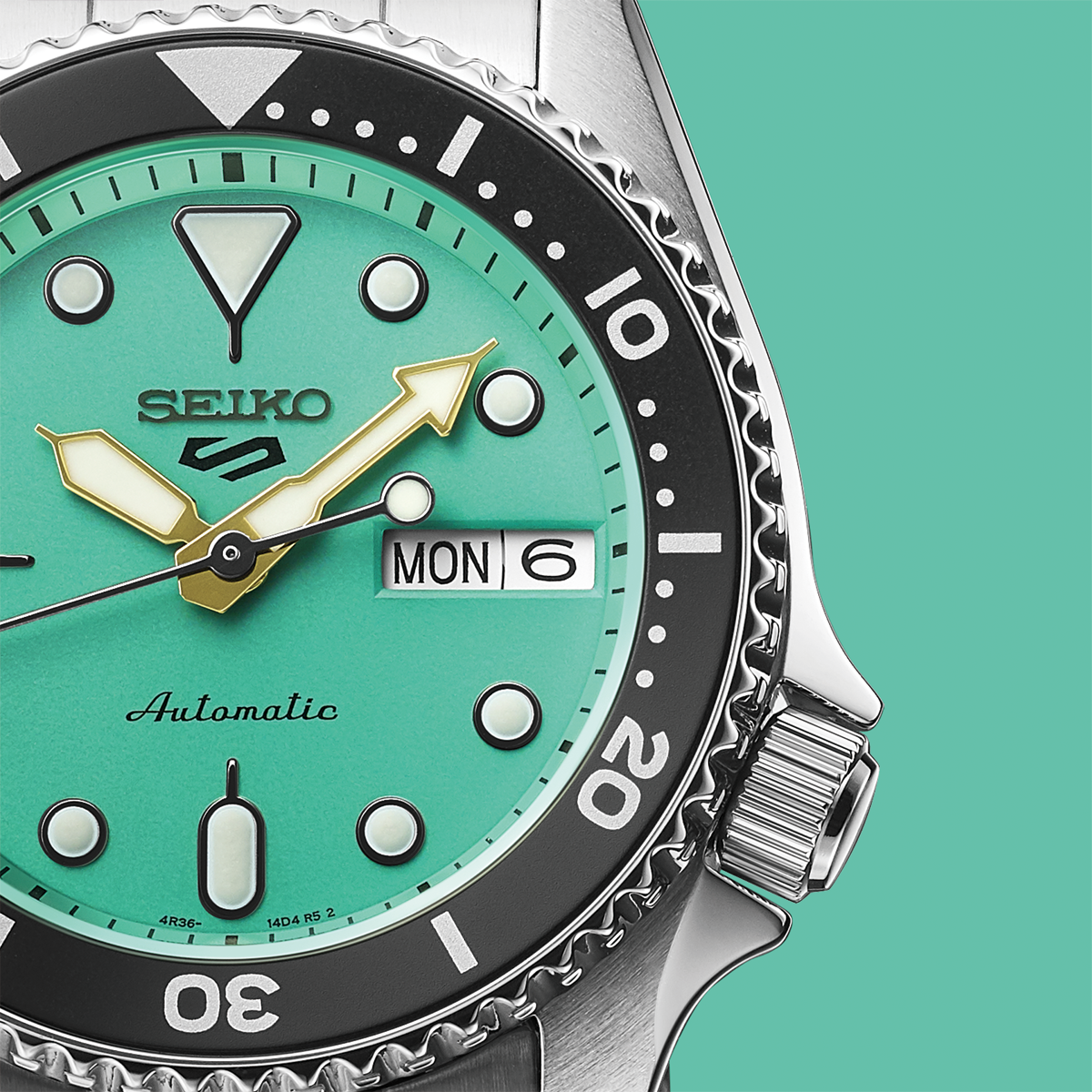 Seiko 5 Sports SKX “Midi”, Teal Dial With Stainless Steel Bracelet - SRPK33K1