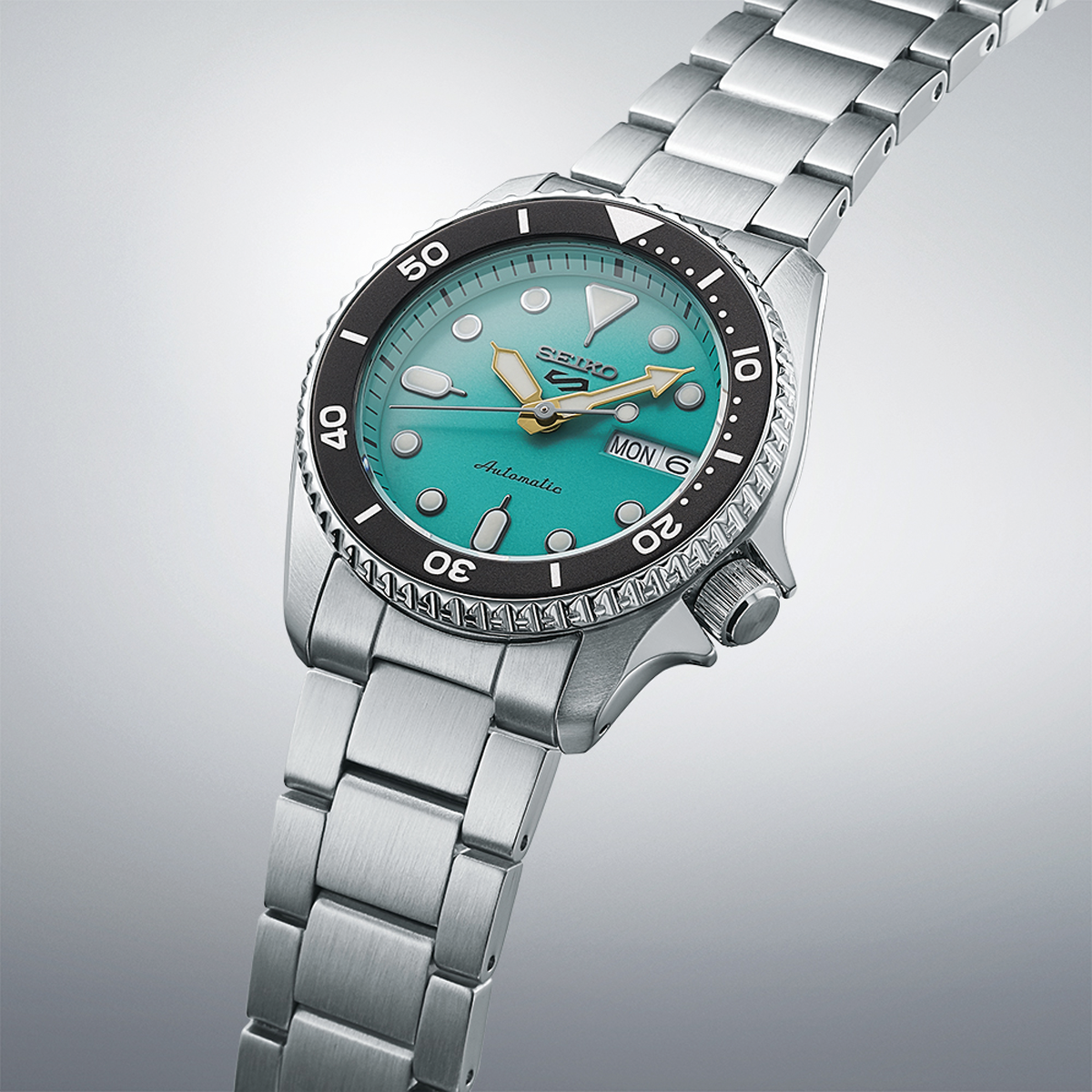 Seiko 5 Sports SKX “Midi”, Teal Dial With Stainless Steel Bracelet - SRPK33K1