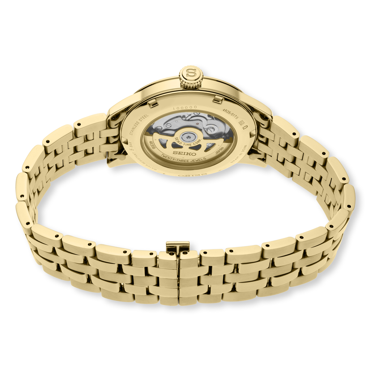 Presage Cocktail Time 'Beer Julep', Gold Dial with Gold Plated Bracelet