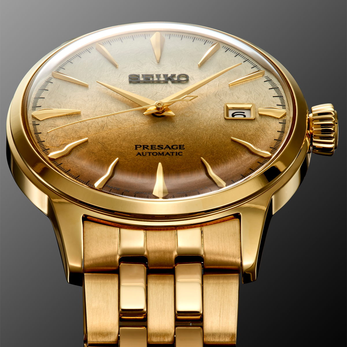 Presage Cocktail Time 'Beer Julep', Gold Dial with Gold Plated Bracelet