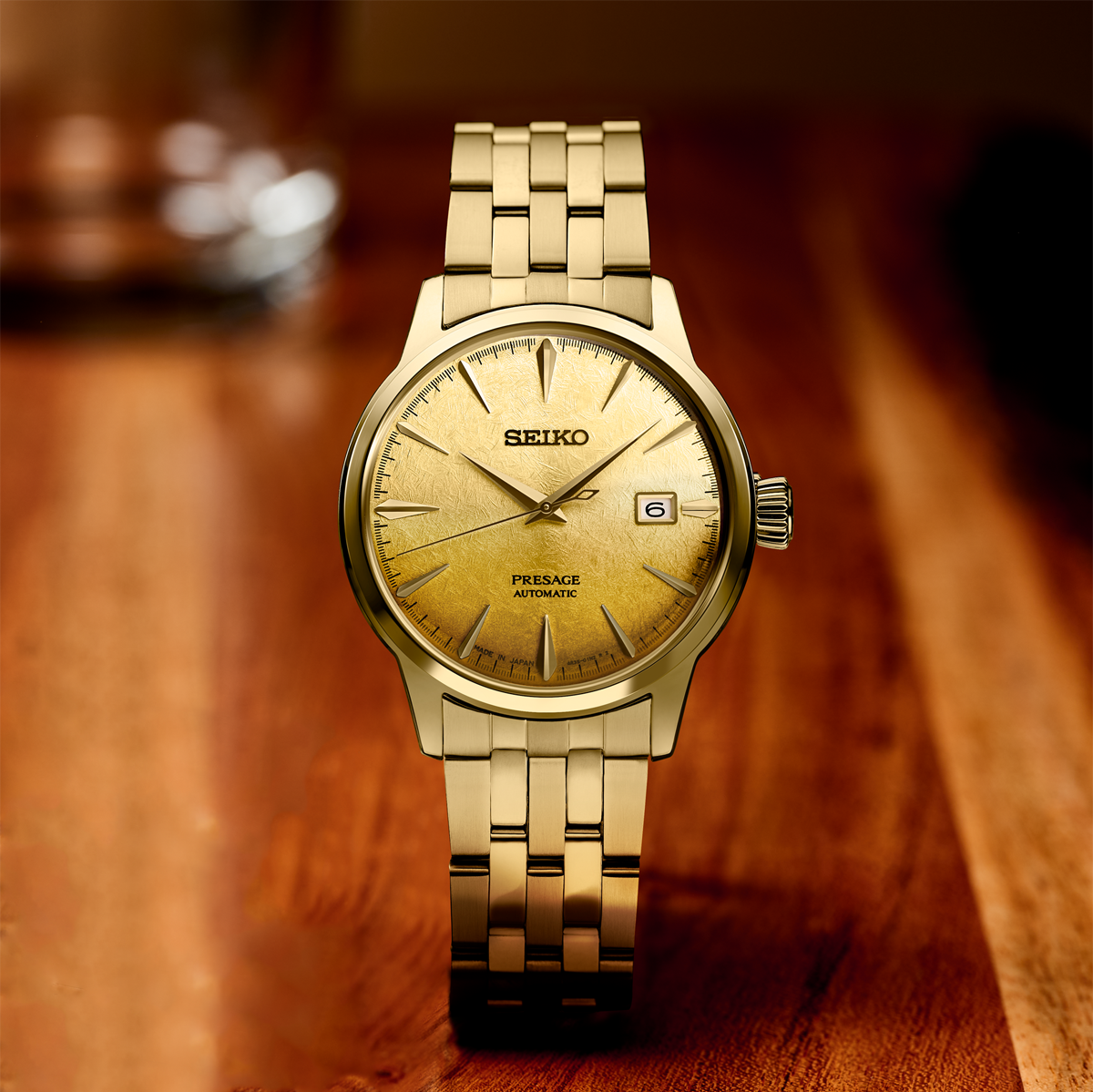 Presage Cocktail Time 'Beer Julep', Gold Dial with Gold Plated Bracelet