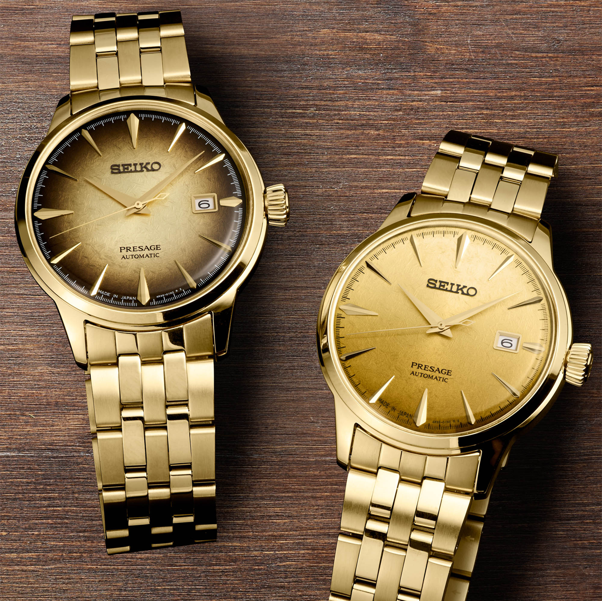 Presage Cocktail Time 'Beer Julep', Gold Dial with Gold Plated Bracelet