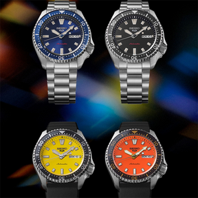 Seiko 5 Sports SKX Redux In Ki-Iro Yellow, Koniro Blue, Daichi Orange & Kuro Black  - SRPL87, SRPL83, SRPL89 & SRPL85