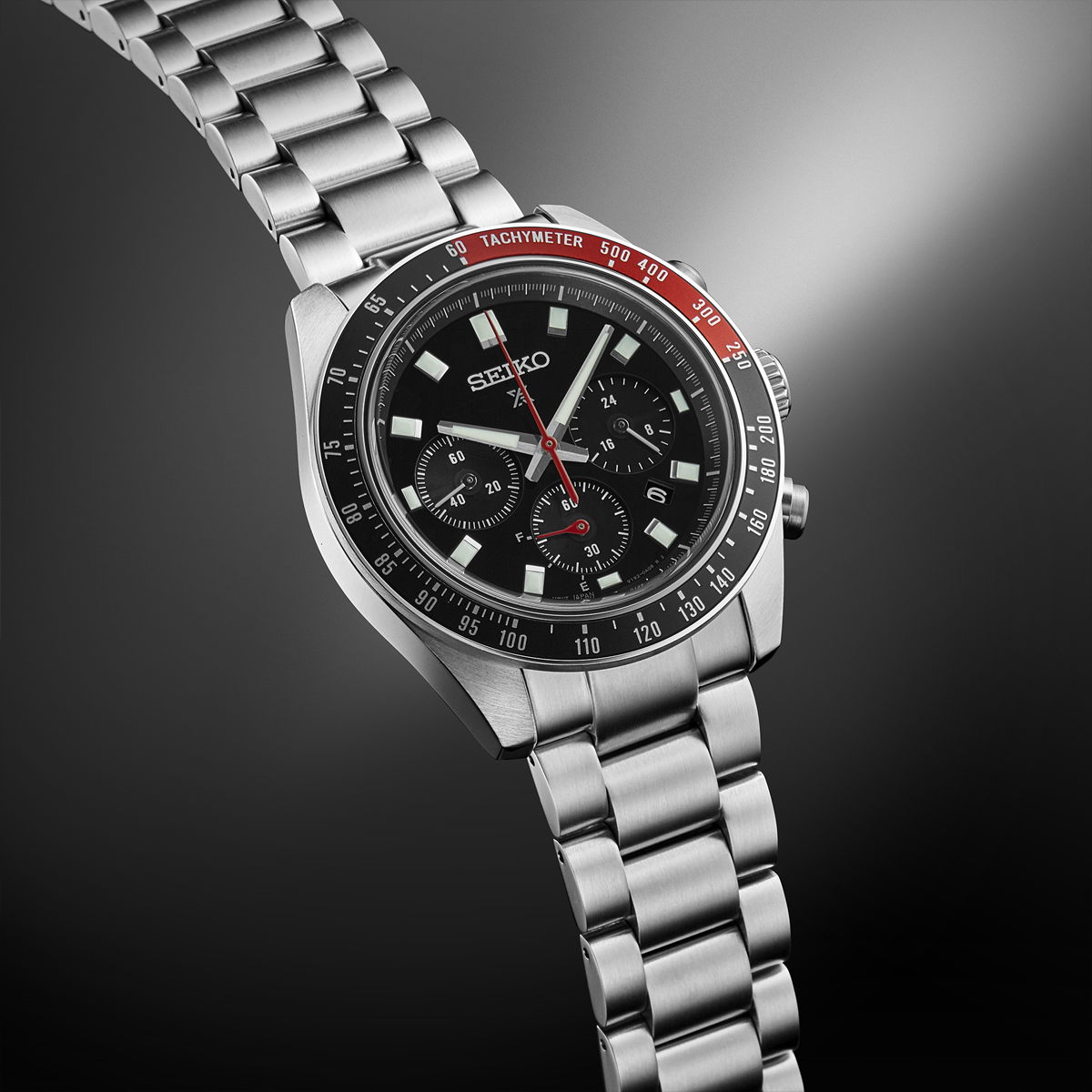 Seiko Prospex Speedtimer “Go Large” Solar Chronograph, Black Dial With Stainless Steel Bracelet - SSC915P1