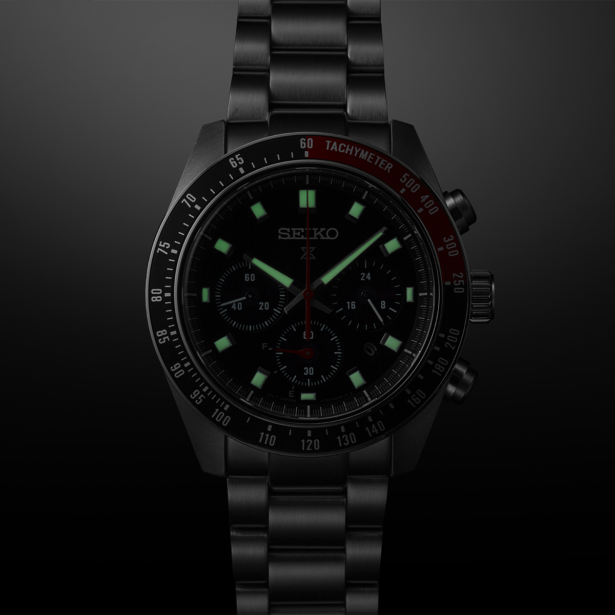 Seiko Prospex Speedtimer “Go Large” Solar Chronograph, Black Dial With Stainless Steel Bracelet - SSC915P1