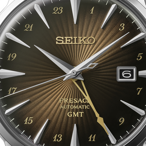 Seiko Presage 'Rusty Nail' Cocktail Time GMT, Brown Dial with Brown Leather Strap - SSK039J1