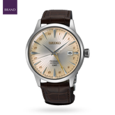 Seiko Presage 'Acacia' Cocktail Time GMT, Cream Dial with Brown Leather Strap - SSK041J1