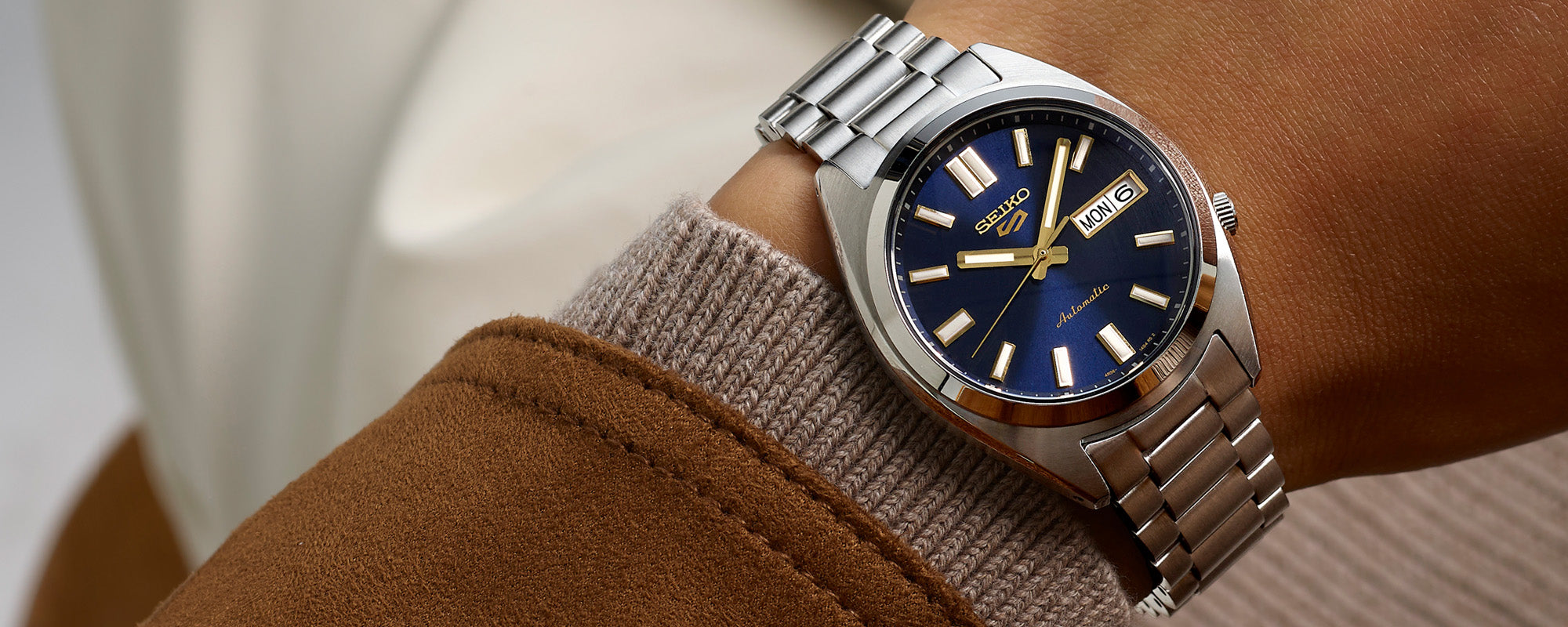 Seiko 5 Sports SNXS Vintage Gold Collection In Blazer Blue - SRPL55