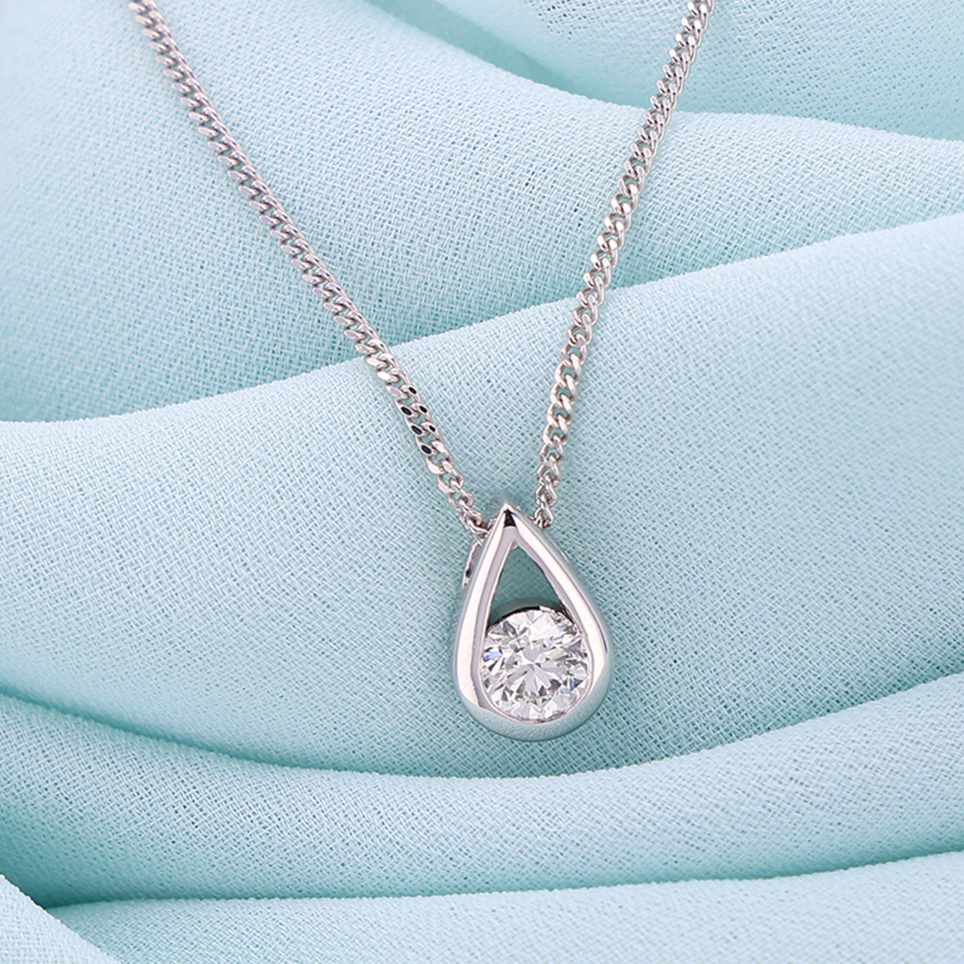 Bespoke White Gold Diamond Teardrop Pendant