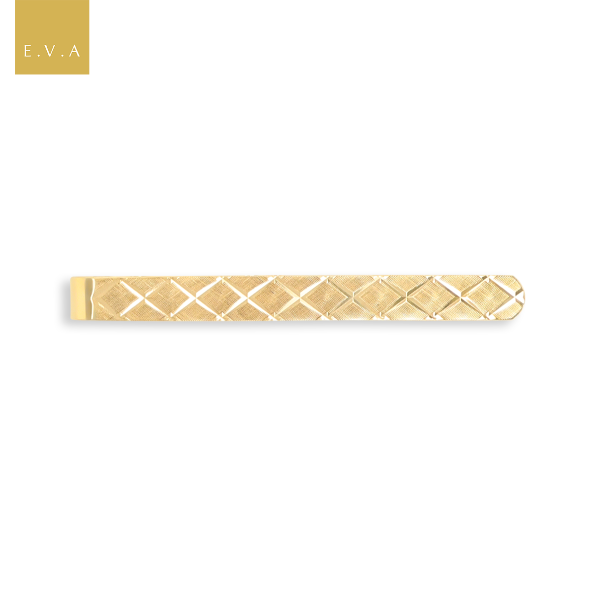 9ct Yellow Gold Diamond Cut Criss Cross Tie Bar