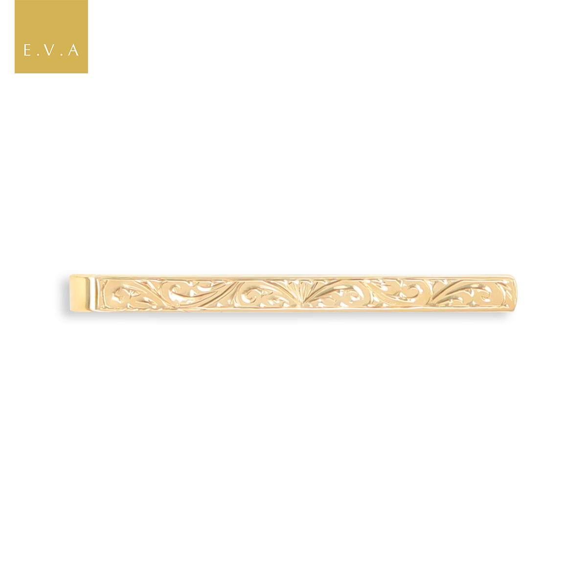 9ct Yellow Gold Engraved Scroll Patterned Tie Bar
